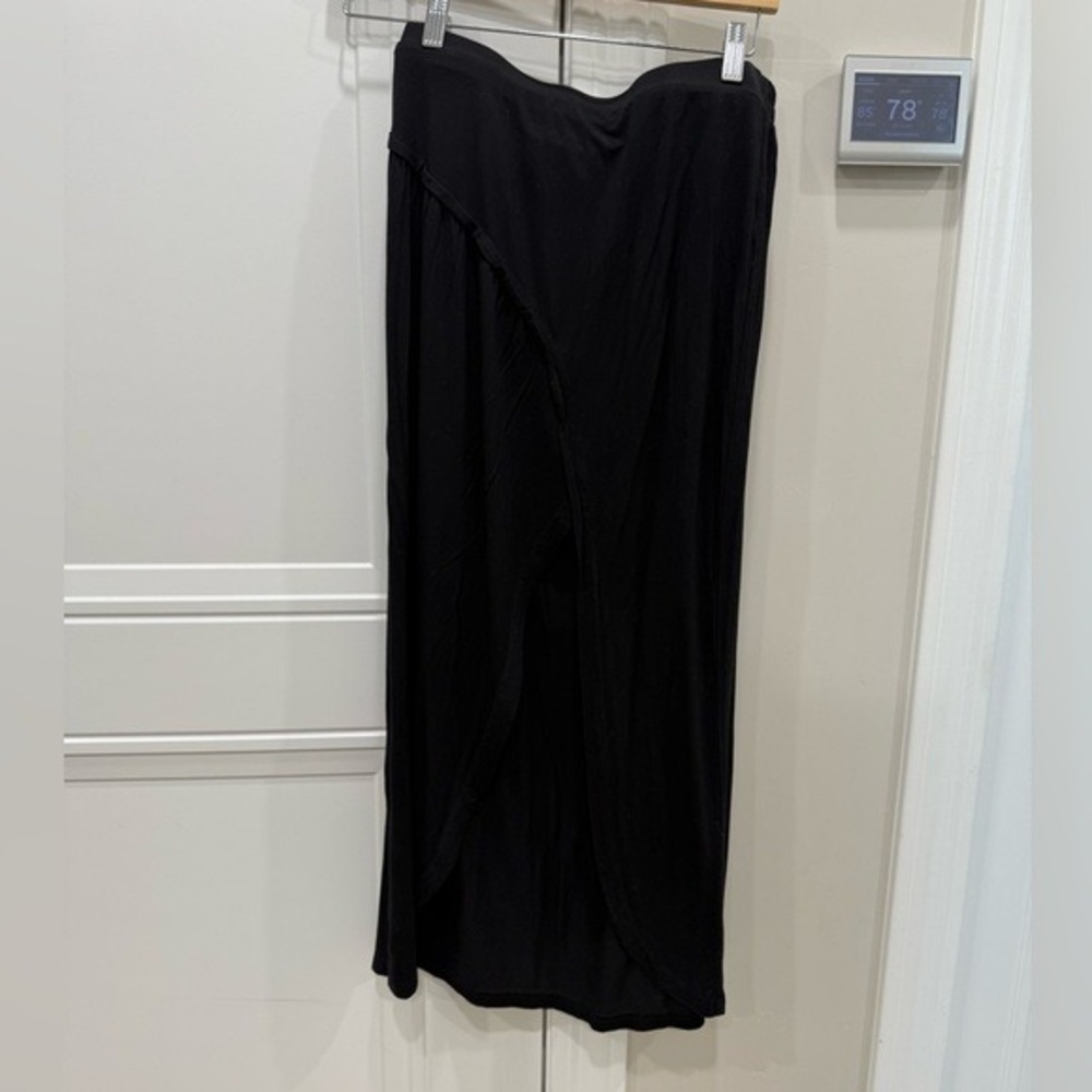 Allegra K Womens Black Tulip Wrap Maxi Skirt High Low Elastic Waist Large